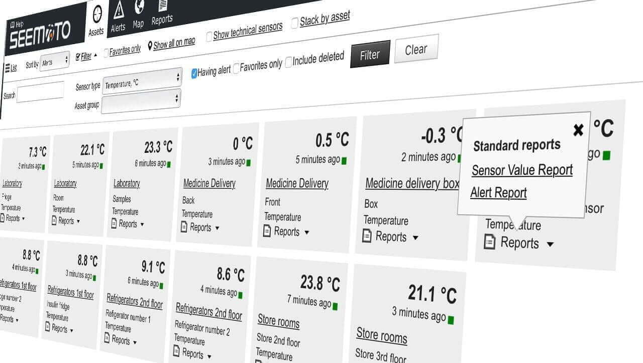 Monitoraggio della temperatura senza fili Interfaccia utente